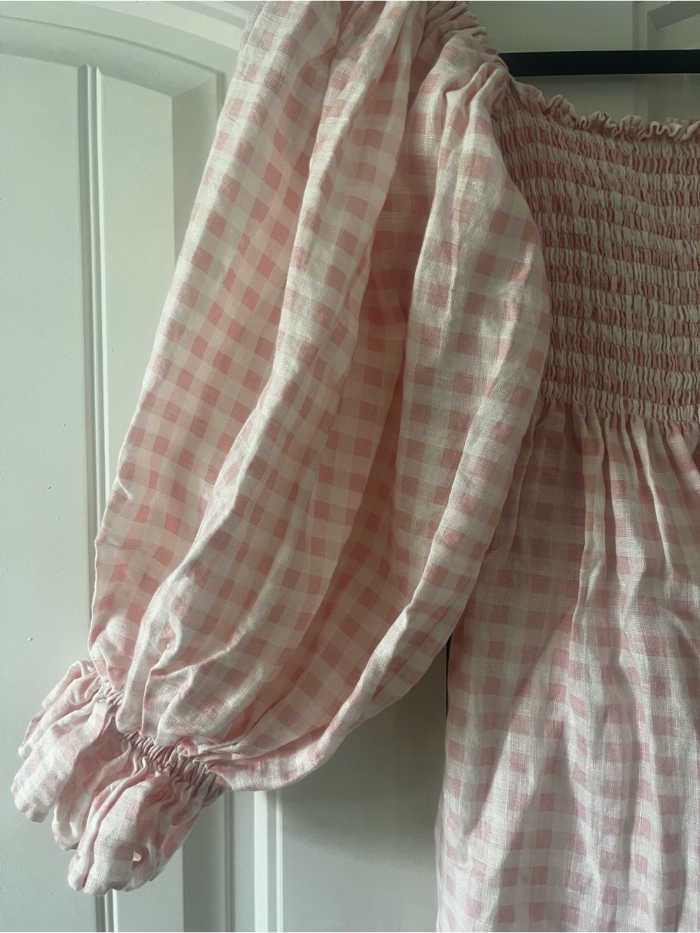 Sleeper - Pink Gingham Off-the-Shoulder Puff Sleeve Dress - Picture 4 of 4